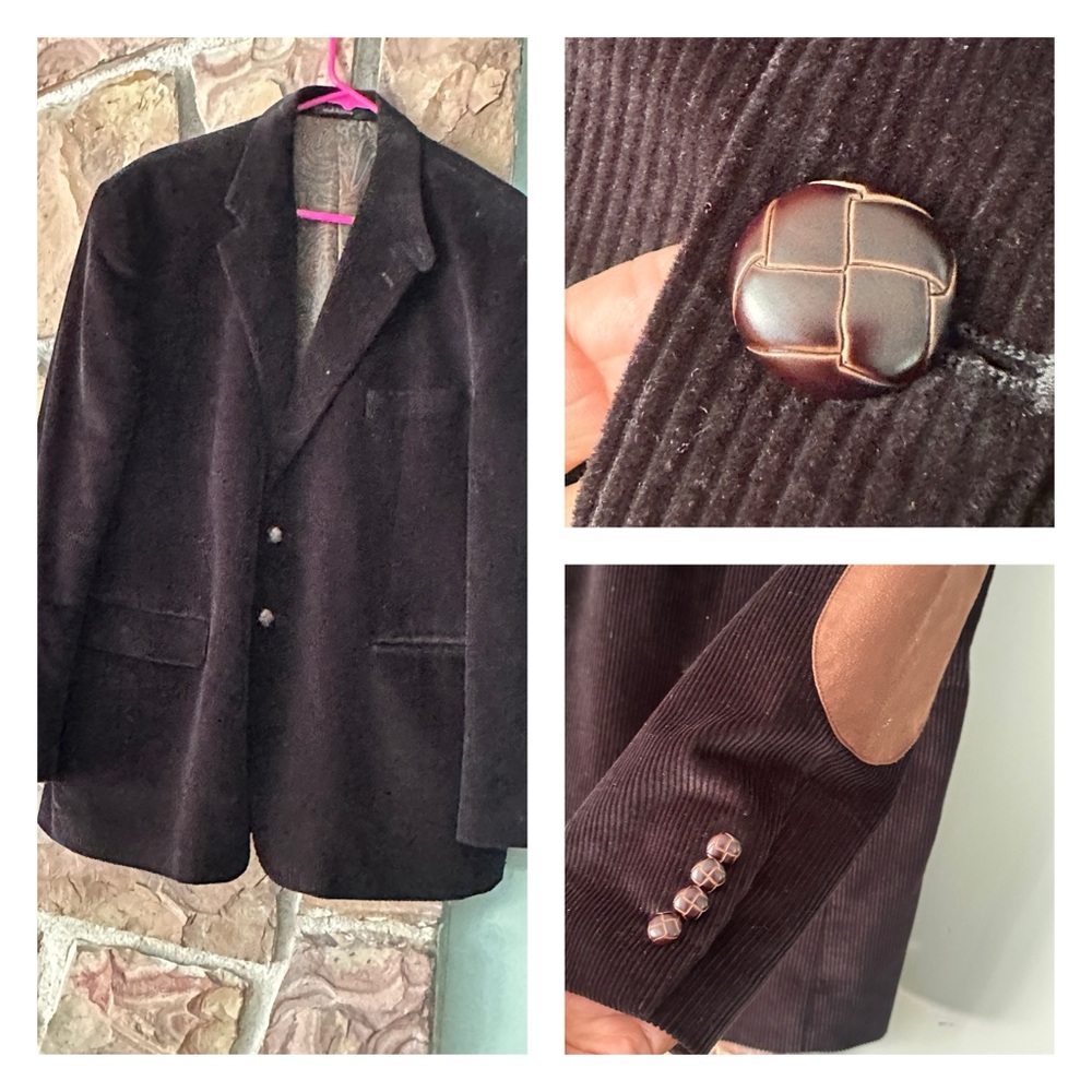 Ralph Lauren Blazer Men's Black Corduroy Sports Coat Blazer Elbow Patches‎ 44S